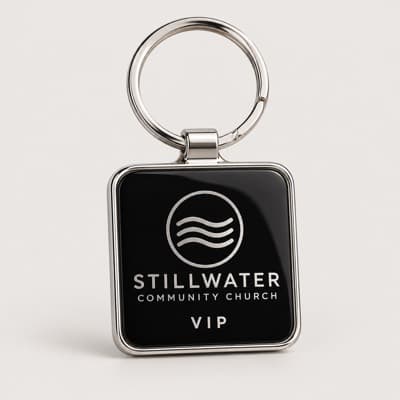 Sample key tag for Stillwater Community Church